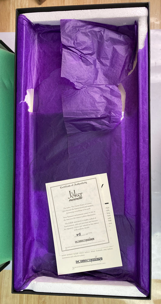 Batman Animated Joker From DC Direct High Quality 17" Marionette Puppet RARE