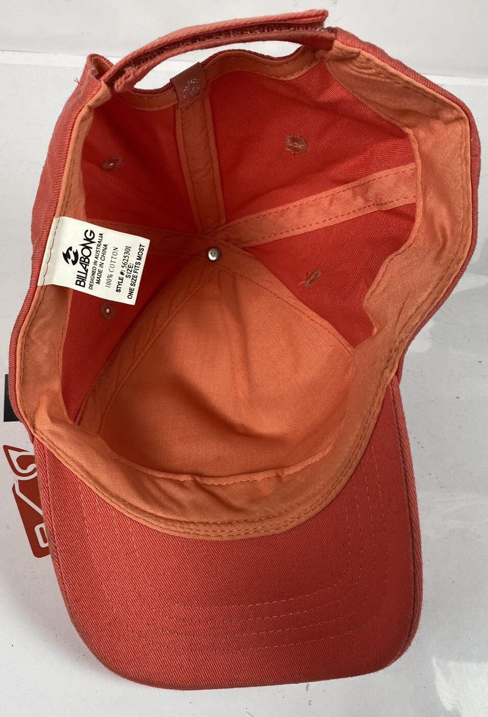 F395 Billabong Coral Pink Cap / Hat In Good Condition Adjustable Sizing