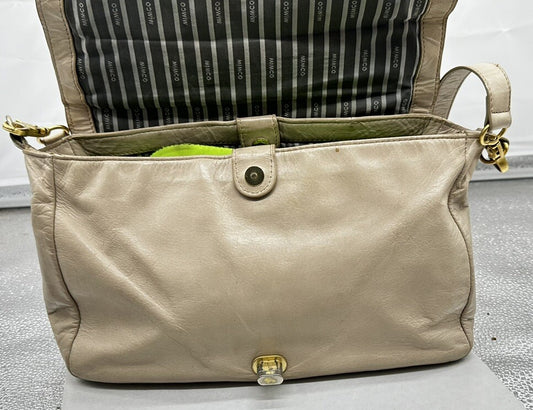 Mimco Brown Leather turnlock Bag In OK Condition