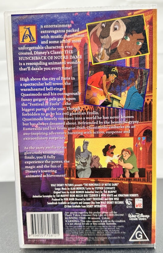 Walt Disney Classic ~ The Hunchback Of Notre Dame ~ VHS In Good Condition - 8610