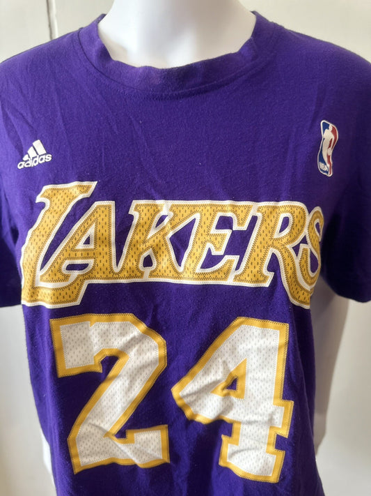 Adidas NBA Lakers Bryant 24 Short Sleeve Shirt Size Medium In GC 2951