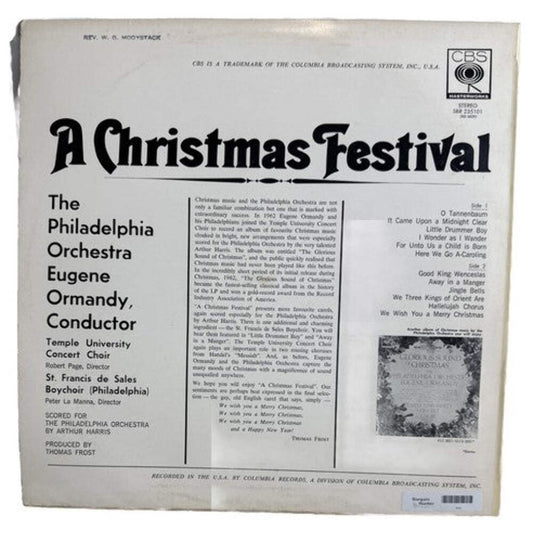 A Christmas Festival The Philadelphia Orchestra 100 Voices Record Vinyl LP 4423