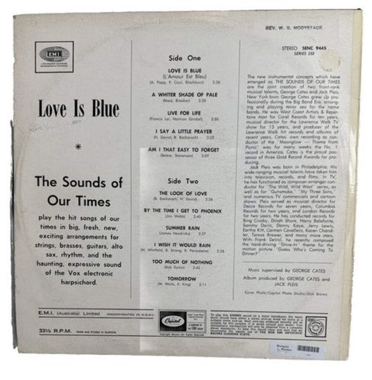 The Sounds Of Our Times – Love Is Blue 33 RPM Vinyl LP Record 4538