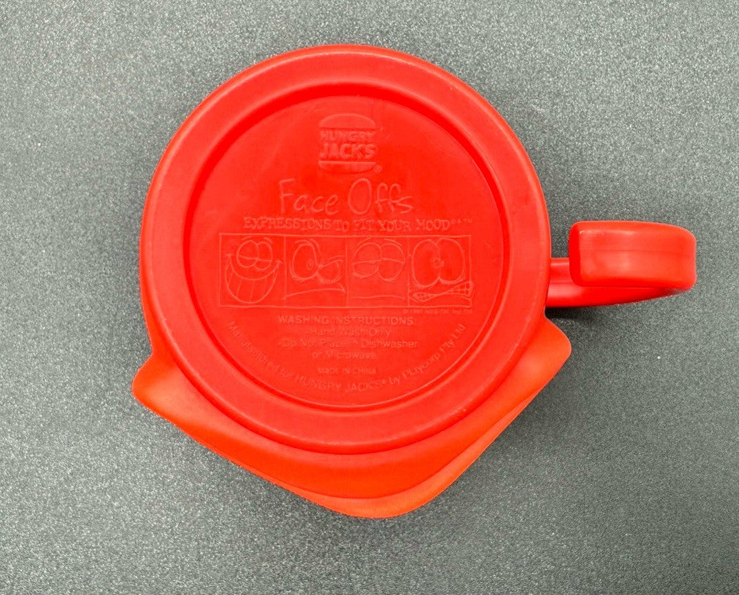 Hungry Jacks 1997 Collectable Face Off 3D Mug Red “Stressed Out” 9223