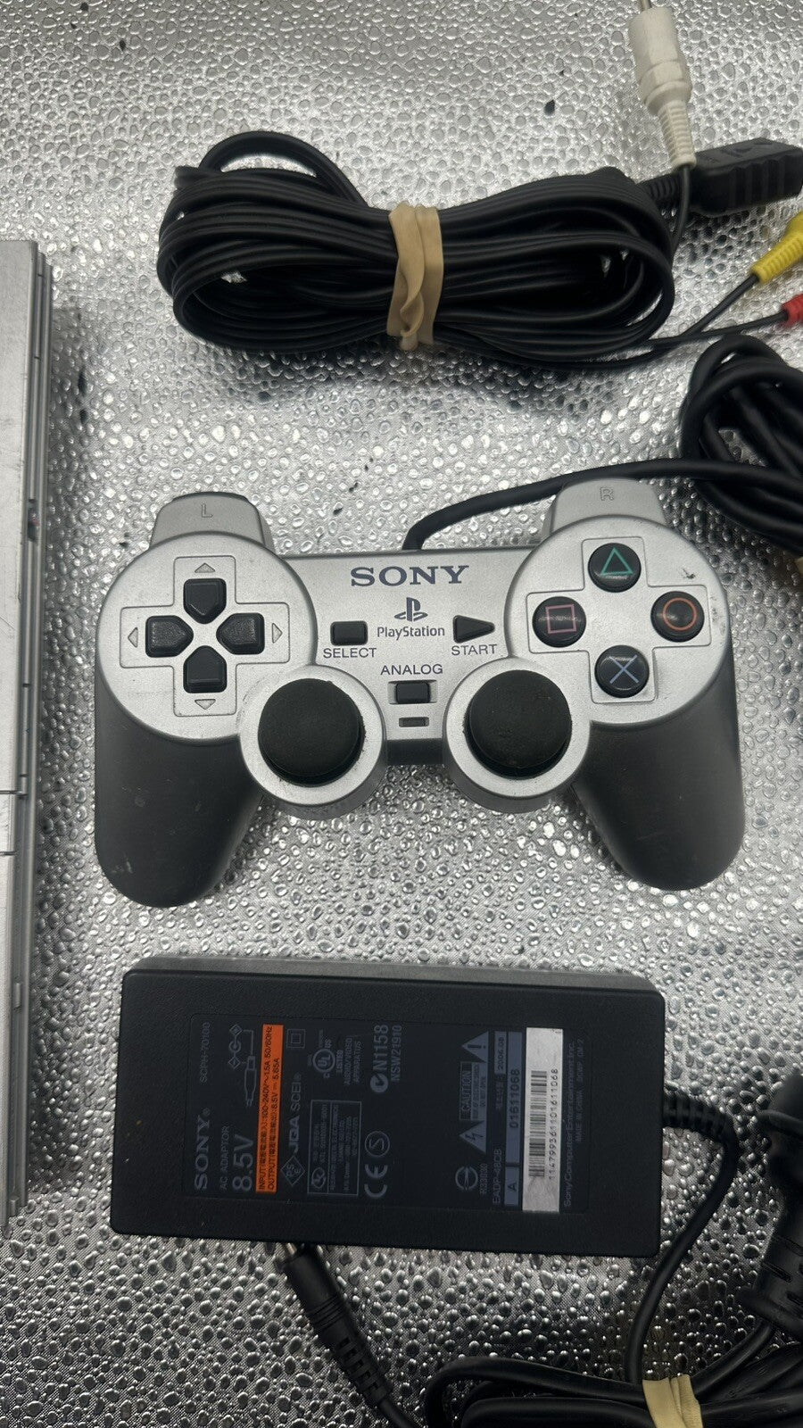 Ps2 Playstation 2 Silver Model SCPH-75002 Console + Controller + Cables 5285