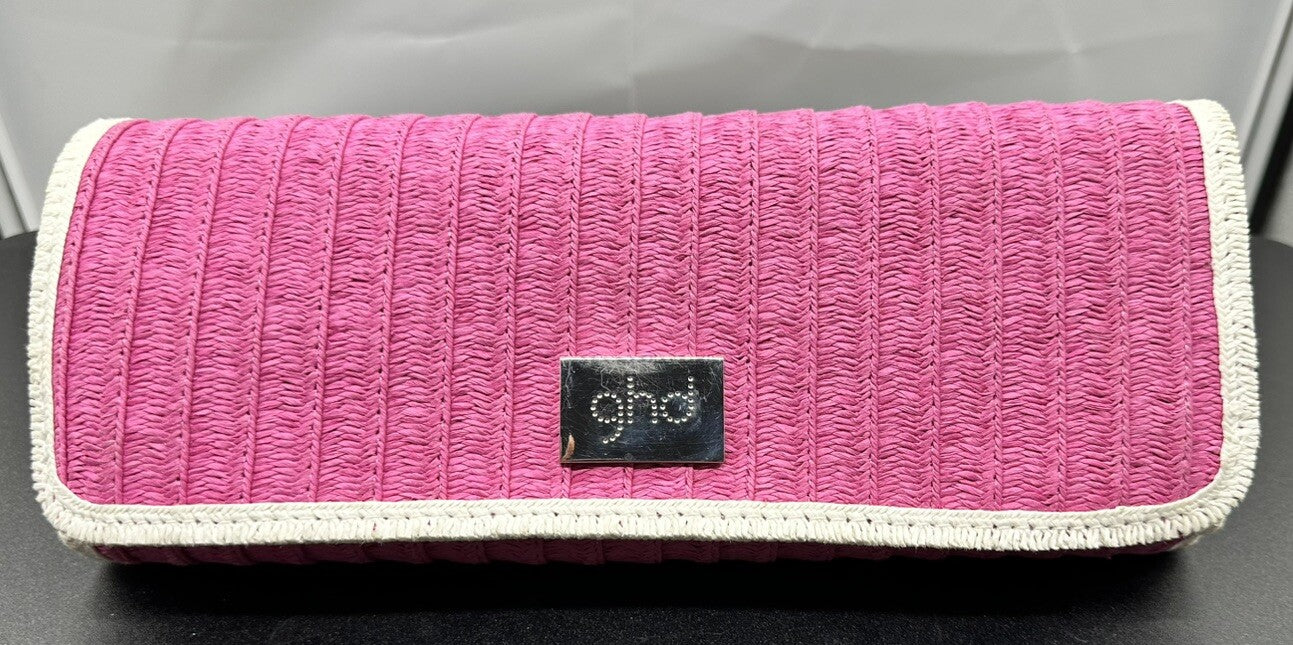 GHD Pink Styling Iron Bag with Heat Resistance Mat Built in Good Condition 8166