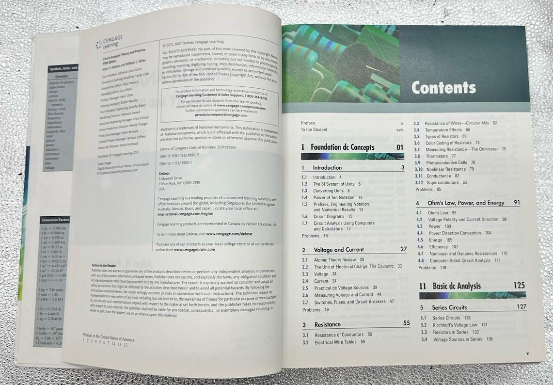 Circuit Analysis Theory And Practice Fifth Edition Alllan H. Robbins Text Book