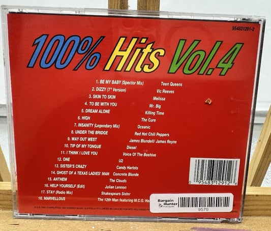 100% Hits Vol.4 Music CD In OK Condition Cracked Case Missing Front Insert 9570
