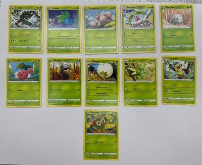 11 X Pokemon Grass Trading Cards Collection Random Years & Series GC 8778-21