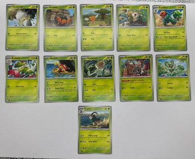 11 X Pokemon Grass Trading Cards Collection Random Years & Series GC 8778-19
