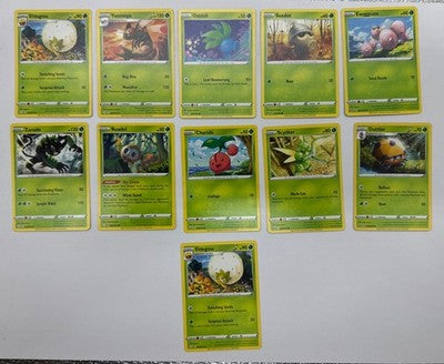 11 X Pokemon Grass Trading Cards Collection Random Years & Series GC 8778-12