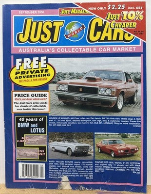 Just World Cars September 2000 Issue 55 Magazine In OK Condition