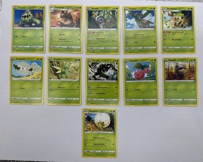 11 X Pokemon Grass Trading Cards Collection Random Years & Series GC 8778-6