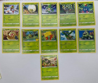 11 X Pokemon Grass Trading Cards Collection Random Years & Series GC 8778-13