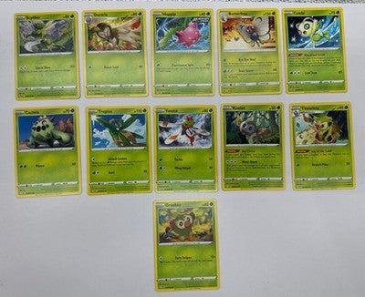 11 X Pokemon Grass Trading Cards Collection Random Years & Series GC 8778-18