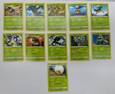 11 X Pokemon Grass Trading Cards Collection Random Years & Series GC 8778-3