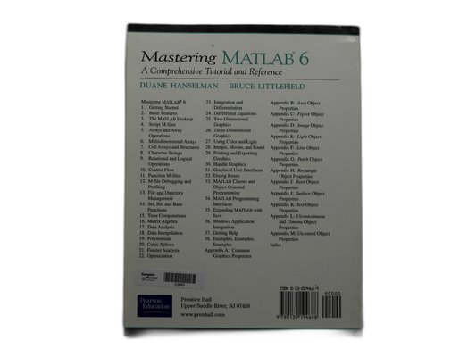 Mastering Matlab 6 Programming Tutorial and Reference Book Pearson Education