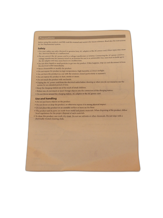 Sony PlayStation Move Charging Station Instruction Manual Cech Zcc1a / Cech Zcc1