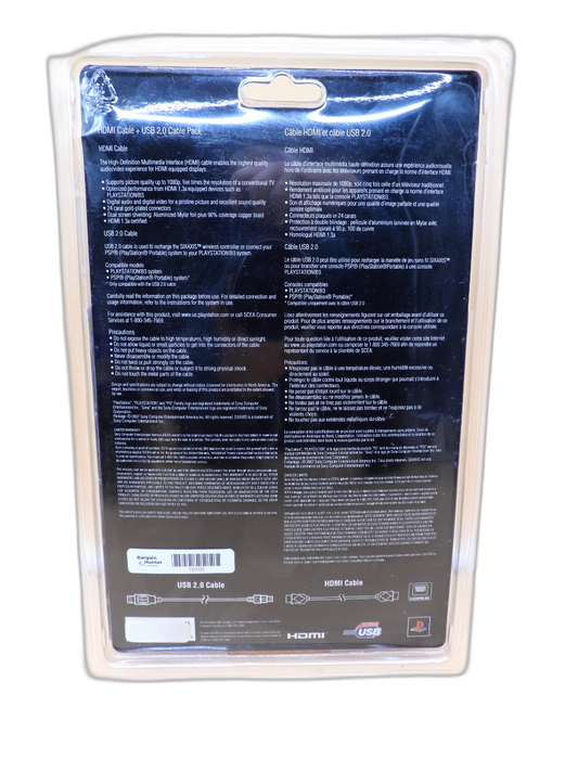 Sony Hdmi and Usb 2.0 Cable Pack for PlayStation 3 New Sealed