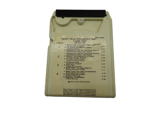 Jim Reeves Have I Told You Lately That I Love You 8 Track Tape Rca Camden