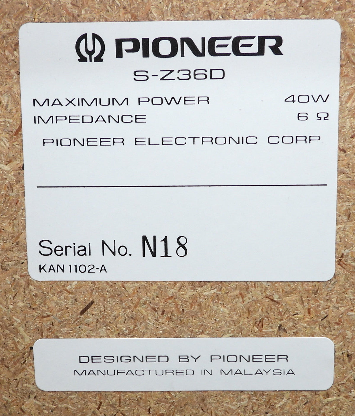 Pioneer S Z36d 3 Way Speakers 40w 6 Ohm
