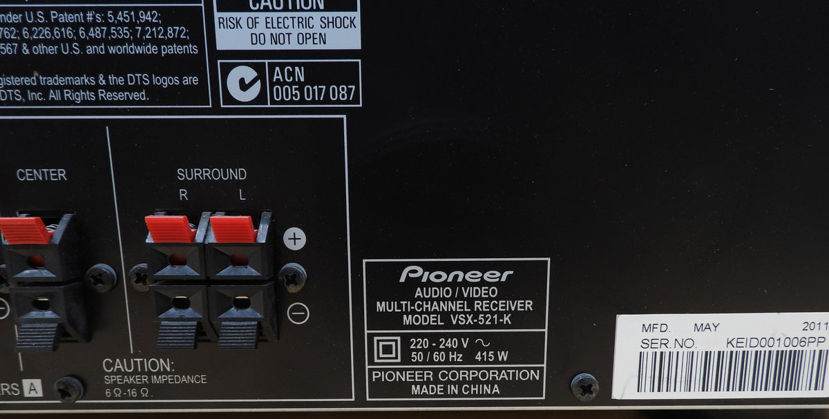 Pioneer Vsx 521 Audio/video Receiver
