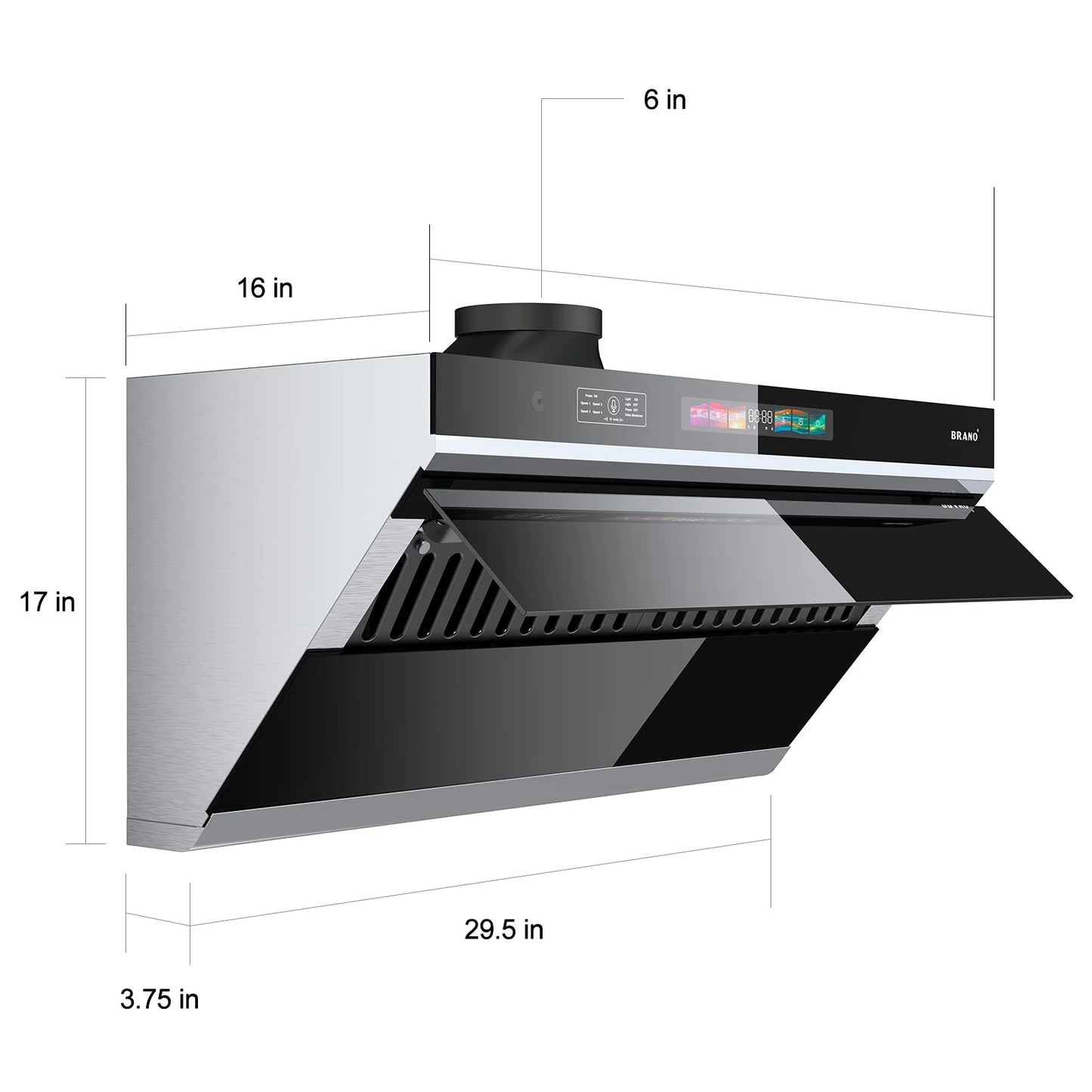 30 inch 900 CFM Convertible Under Cabinet Range Hood with Charcoal Filter, Voice/Gesture/Touch Control