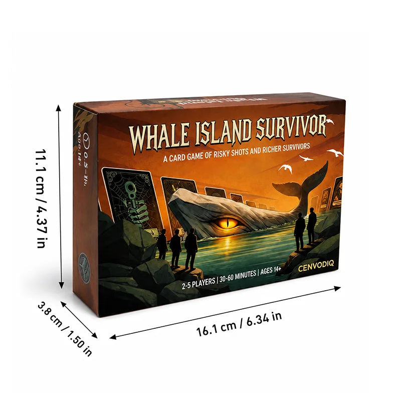 Whale Island Survivor Card Game for 2-5 Players, Survival Strategy Adventure with Role Cards, Skill Choices, Ages 14+