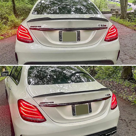 For Mercedes Benz Accessories C-Class W205 W204 2015+ Car Rear Trunk High Kick Ducktail Boot Spoiler Wing Universal 3PCs Gloss B
