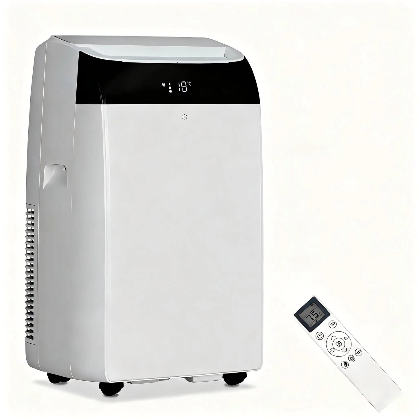 14000 BTU Portable Air Conditioner 3-in-1 AC Unit Cool Dehumidifier Fan Mode for Rooms Up to 750 Sq.ft White Portable AC with LED Display Remote Control 24H Timer Complete Exhaust Hose & Window Kit Included