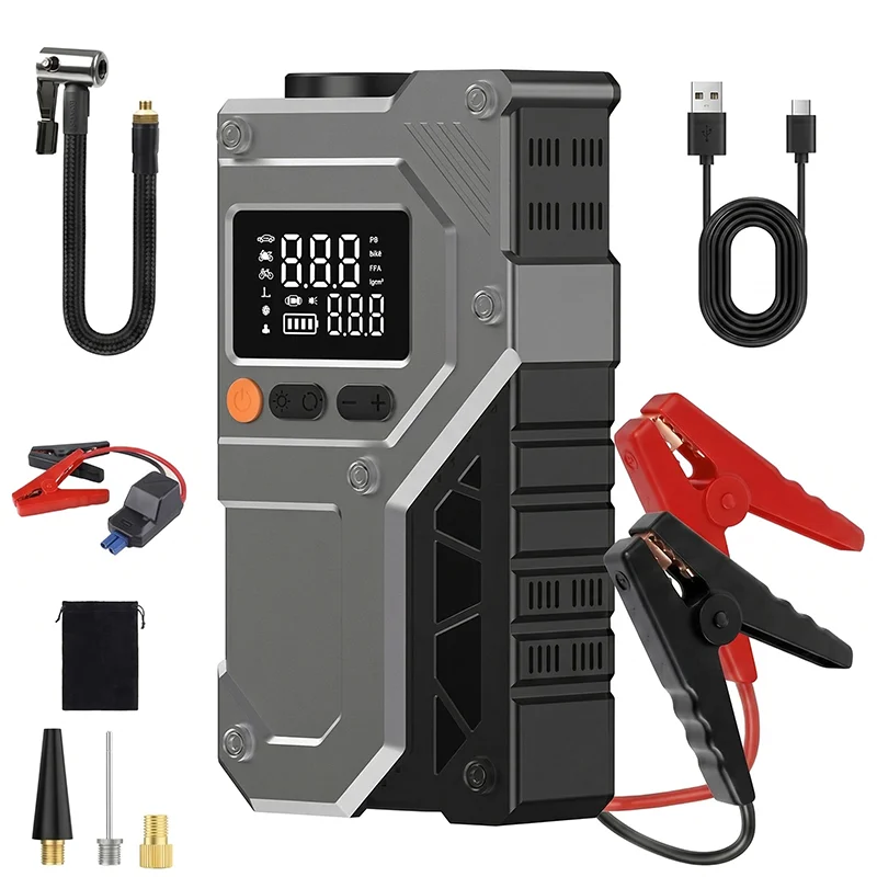 Car Jump Starter with 150PSI Tire Inflator, 6000mAh Battery Booster, Digital Air Compressor, LED Light for Cars SUVs Trucks