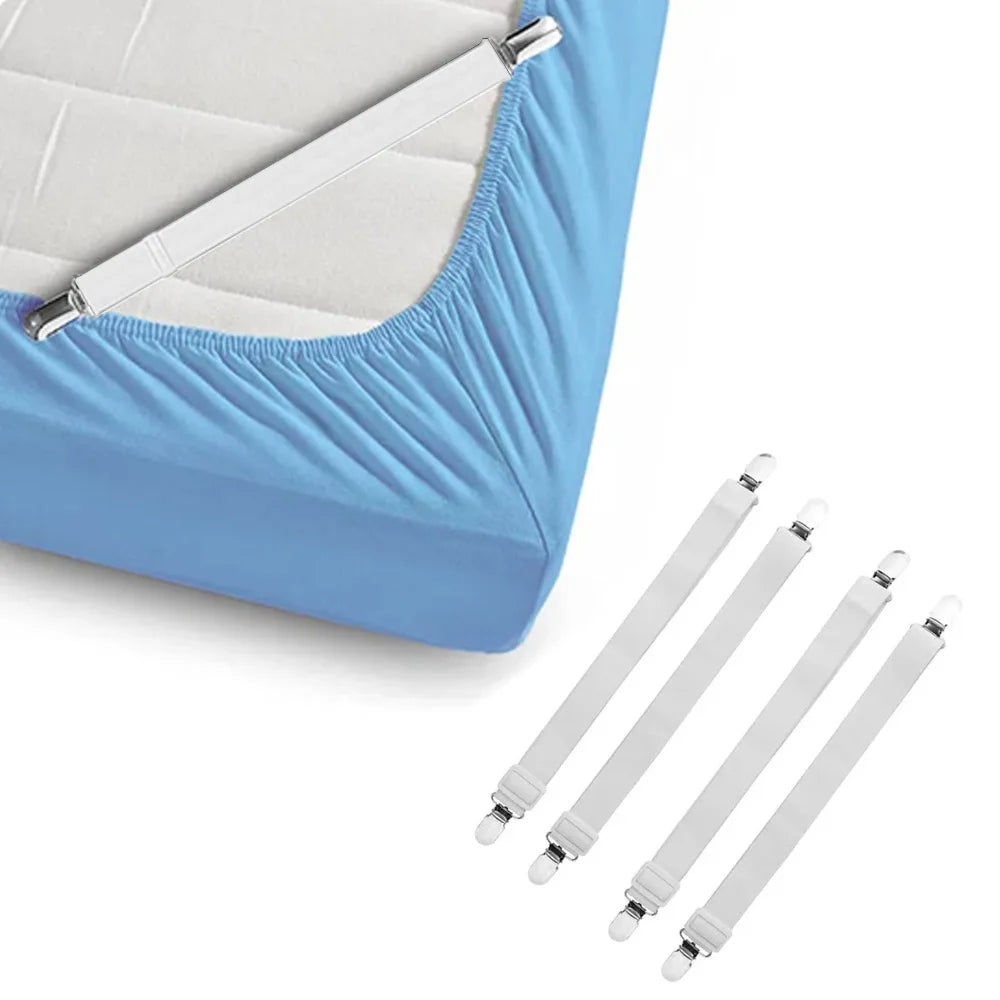 Adjustable bed sheet strap fastener, bed sheet clip, mattress cover blanket, 4 pieces