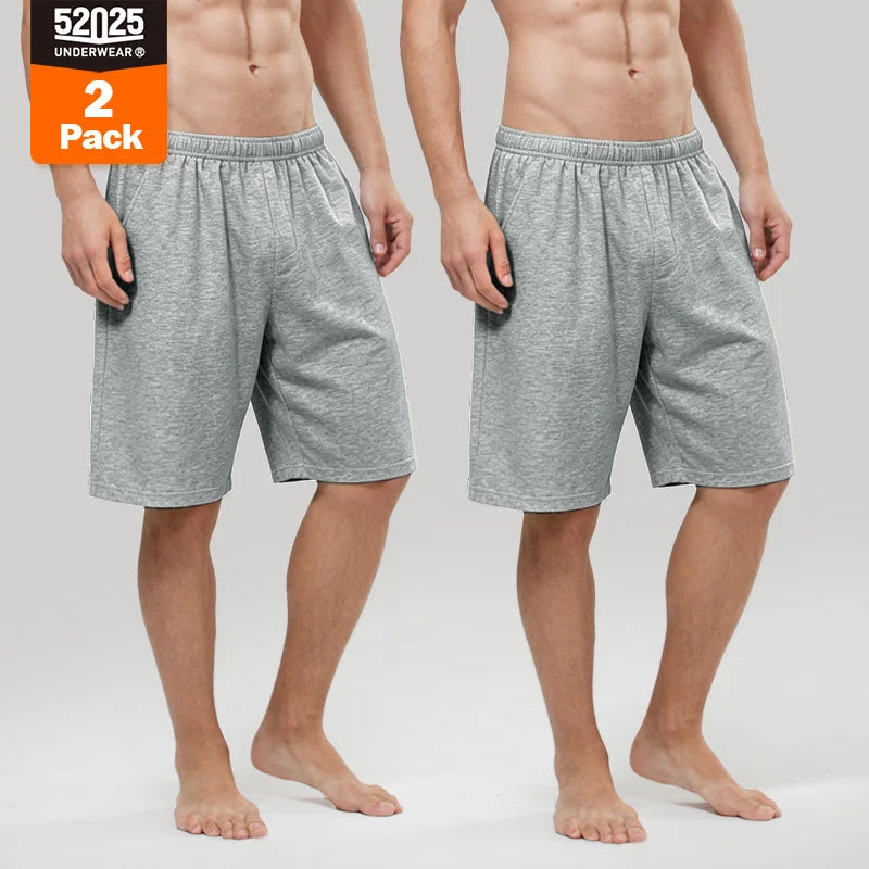 52025 Men's 100% Cotton Pajama Shorts (2-Pack) β Relaxed Fit Lounge Shorts with Side Pockets and Breathable All-Day Comfort