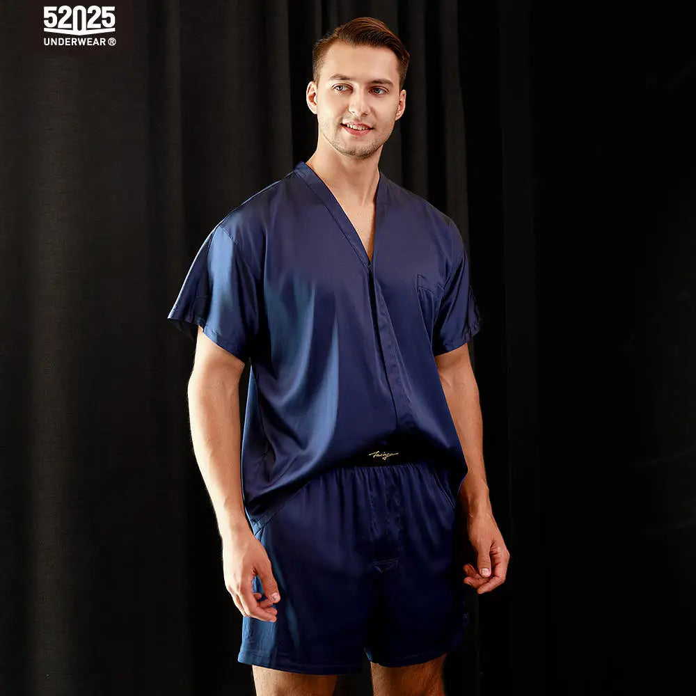 52025 Men’s 100% Mulberry Silk Pajama Set – Relaxed Fit, Natural Luxury and Exceptional Comfort. Pure Silk Loungewear
