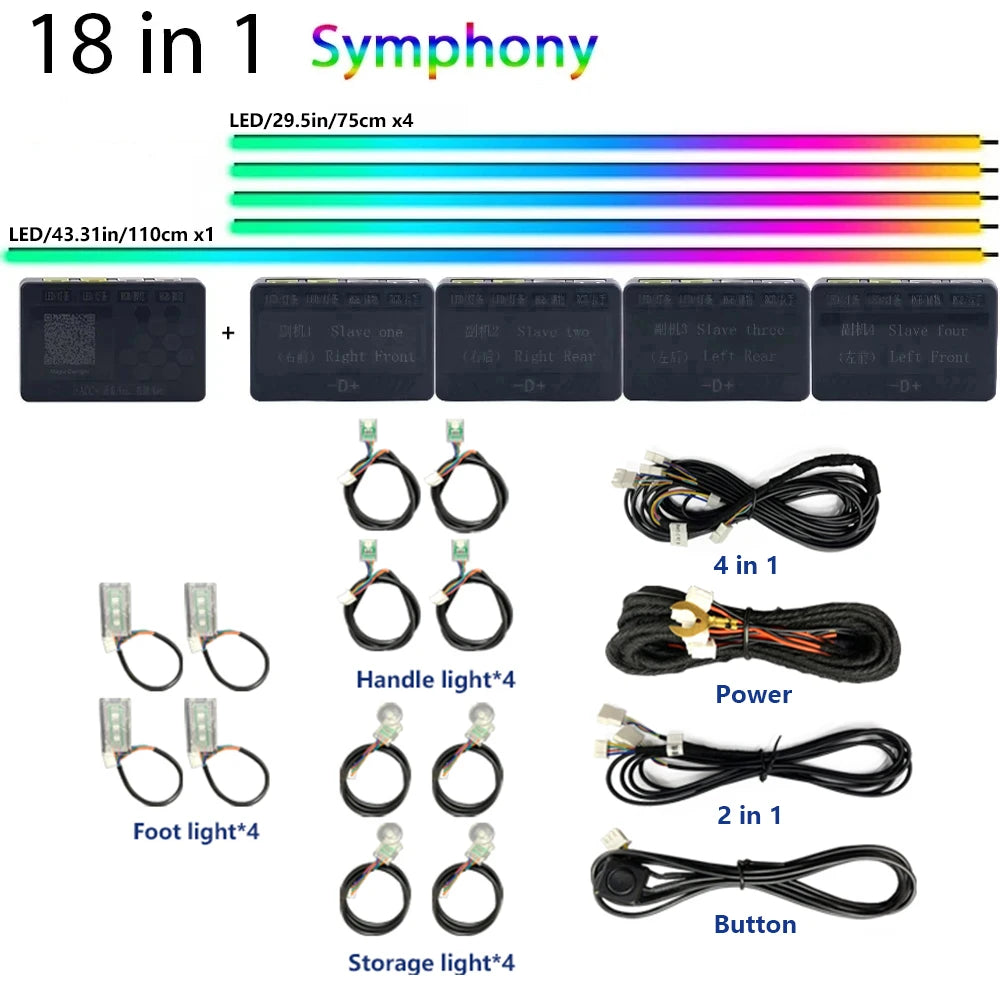 22 In1 Car Acrylic LED Ambient Lights For For Nissan Altima Rogue Clio Kaptur Eclipse For BMW F30 F31 F10 F11 F07 F18 G30 G38