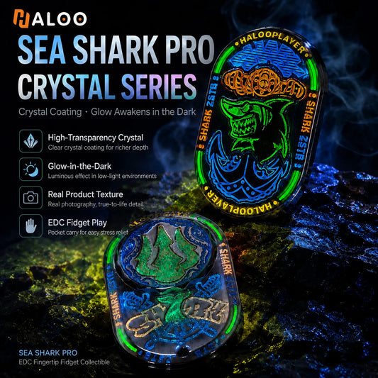 HALOOPLAYER noctilucent fidget slider sea shark pro custom version relieve stress EDC fidget spinner toys