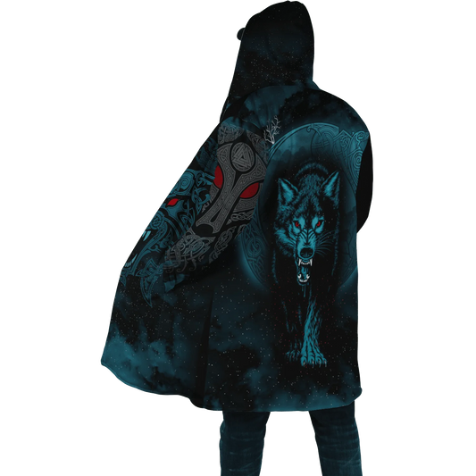 Winter Fashion Mens Hooded cloak Lion Tattoo Wolf 3D Printing Thick Fleece wind breaker Unisex Casual Warm Hood cloak DP04