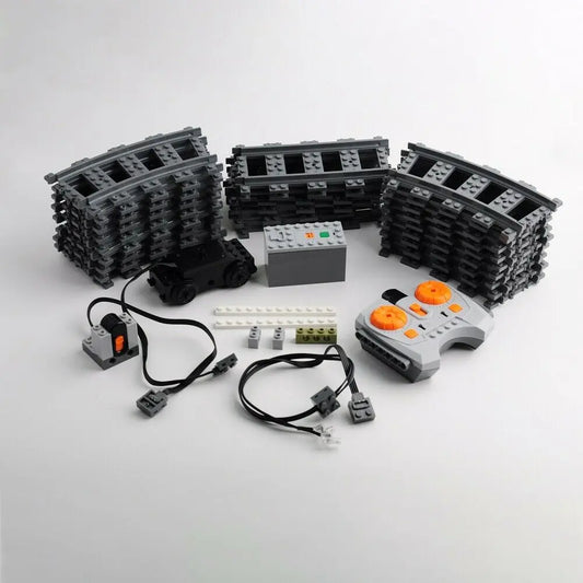DIY Train Motor Set IR Remote Receiver AAA Battery Case LED Strip Rail Tracks compatible with 88002 city train PF MOC Blocks