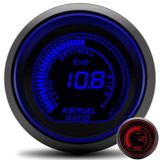 2" 52mm Air Fuel Ratio Gauge Blue/Red LED AFR Meter Display With Narrowband O2 Oxygen Sensor 0258006028 for Gasoline Racing Car