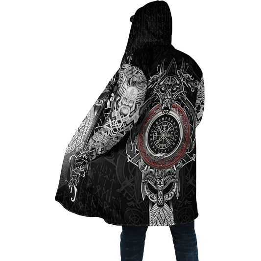 2021 Winter Mens Hooded cloak Raven Tattoo symbol 3D Printing Fleece wind breaker Unisex Casual Thick Warm Hood cloak PF16