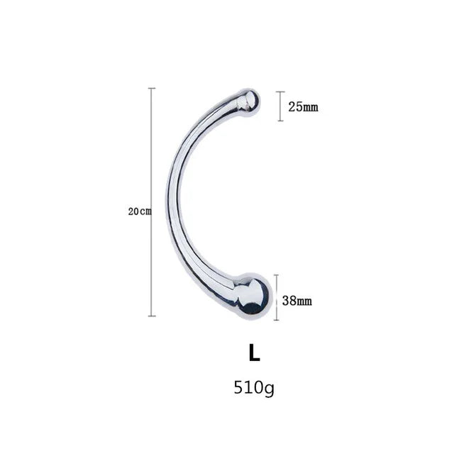 Double Ended Stainless Steel G Spot Wand Massage Stick Pure Metal Penis P-Spot Stimulator Anal Plug Dildo Sex Toy For Women Men
