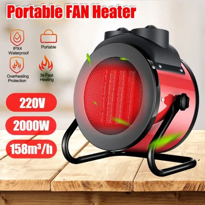 2000W Portable Electric Space Air Heater Mini Electric Cooler Home Fan Heater Fast heating Handy Air Warmer Office Bedroom 220V