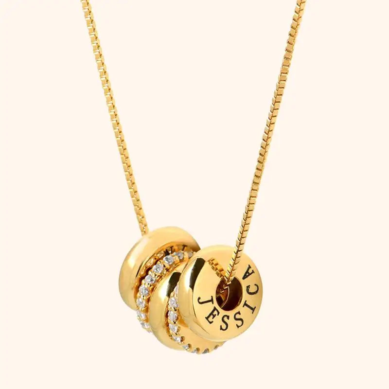 Personalized Engraved Family Name Beads Charms With Crystal Necklace Stainless Steel Custom Love Mum Style Gift Jewelry