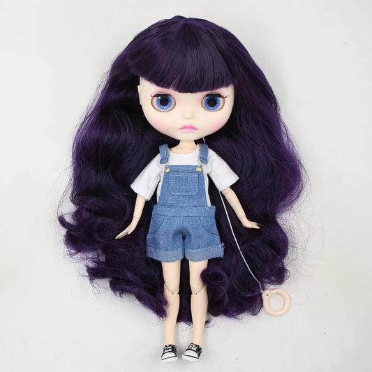 ICY DBS Blyth Doll bjd joint body white skin new faceplate matte face BL169 purple hair 30cm