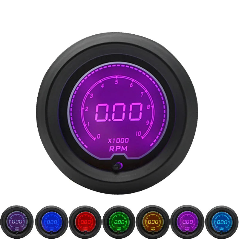 52mm Boost/Water temp/Oil temp/Volt/Tachometer/EGT/Air fuel ratio/Oil pressure Gauge LCD Digital 7 Color Display + Gauge Pods