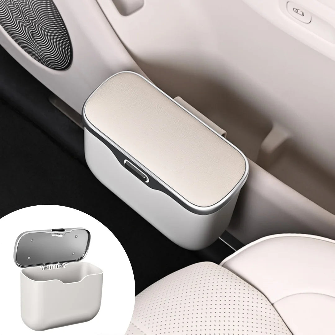 1pcs Hanging Multifunctional Car Trash Can with Lid Button Wet Dry Use Auto Interior Storage Organizer Bin