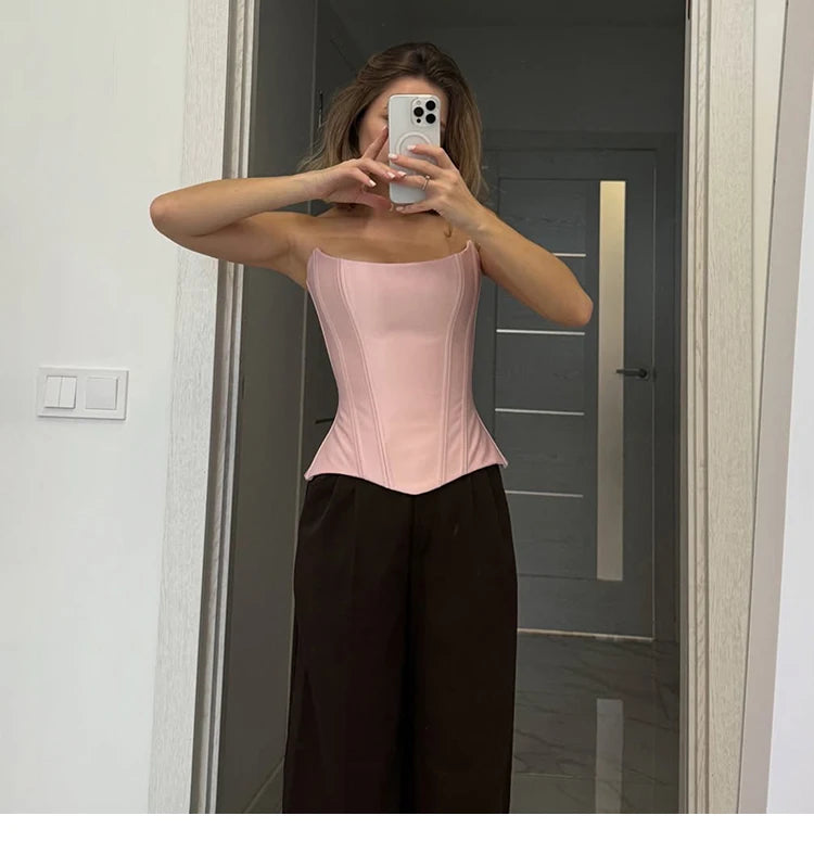 Weird Puss Sweet Cool Spicy Girl Date Style Slim Fit Tube Top Tank Top Women Fashion Slimming Versatile Top