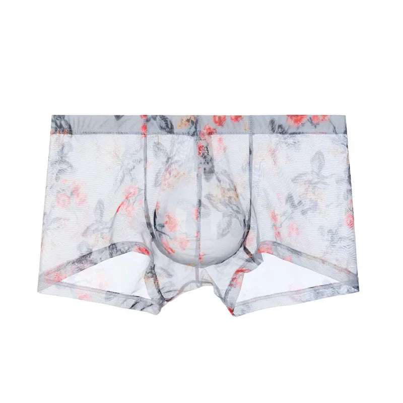5PCS Men Sexy Seamless Underwear Pants Mens Ultra-thin Transparent Boxershorts Low-rise Mesh Slips Homme Panties Boxer Shorts