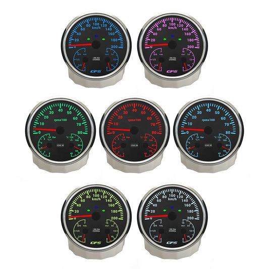 ELING 110mm Car 3in1 Multifunctional GPS Speedometer 120K 200K with Tachometer with Oil Pressure Water Temp Fuel Level Voltmeter