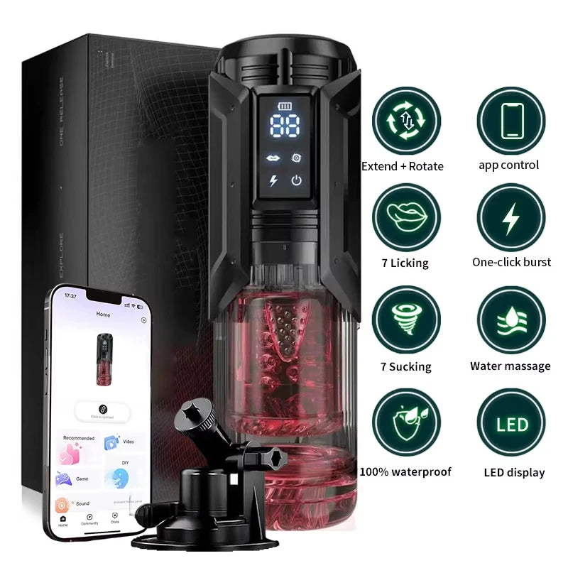 Telescopic Rotation Masturbator Cup Sucking Penis Pump Pocket Pussy Blowjob Sex Toys Stroker Piston Automatic Mastubator for Men